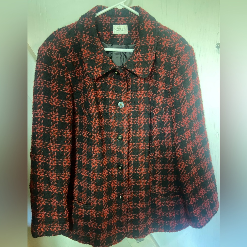 Koret Red Lined Button Down Wool Blend Jacket Lad… - image 3